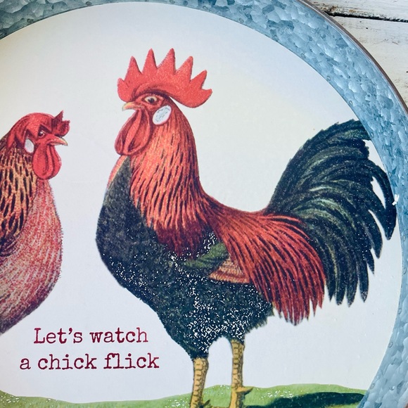 *Let’s Watch A Chick Flick Galvanized Metal Farmhouse Tray - Picture 4 of 16